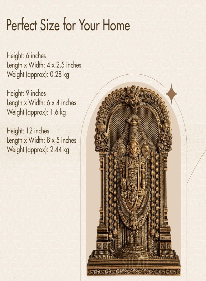 SILAII Lord Sri Venkateswara Divine Sculpture - 6 Inch - Antique Bronze | Tirupati Balaji Idol | Home Decor, Pooja Mandir & Gift Purpose - Image 4